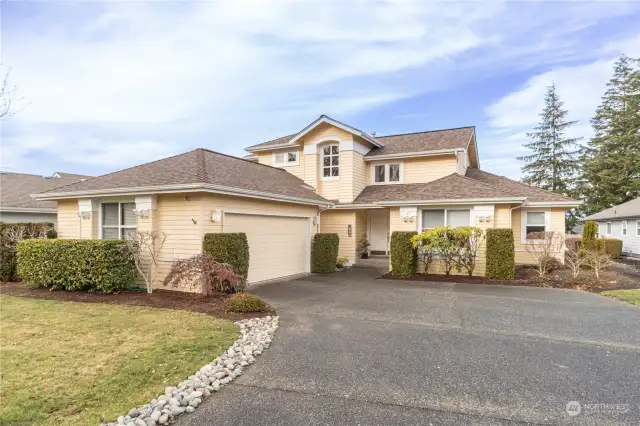 Attractive and welcoming entrance to a beautiful home that has gorgeous views of the Olympic Mountains, Cruise ships leaving for Alaska, the Marina and Sound.
