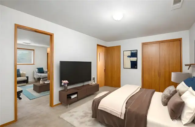 Virtual Staged Downstairs Adjoining Bedroom, you can use the other side as a bedroom, sitting room or even a large closet, possibilities are endless