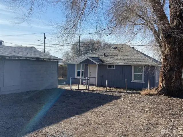 Back entrance and outbuilding