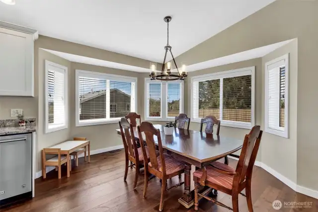 Dining room overlooking the large backyard