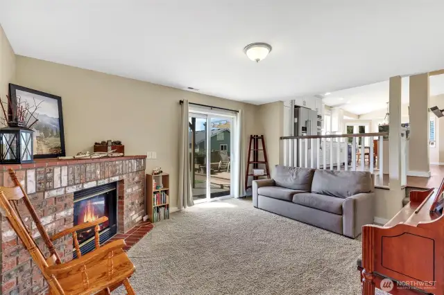 Lower level with gas fireplace