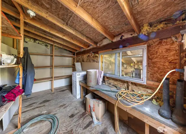 This is one of the sheds in the bonus building.  Great for working on projects, storage, or a place to keep your canning jars.