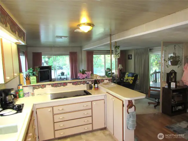 KITCHEN OVER LOOKS LIVING ROOM, APPLIANCES HAVE BEEN UPDATED.