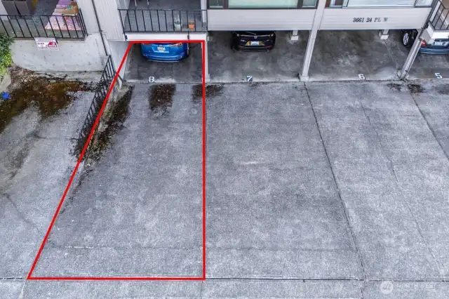 2 parking spots, one covered