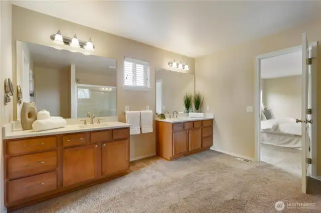 Double vanities in the primary bathroom