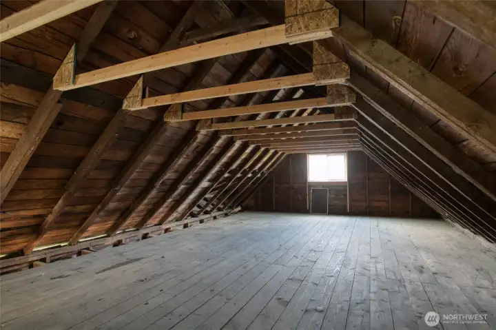 Unfinished loft above garage