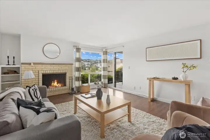 Large sliding door leads to covered patio.