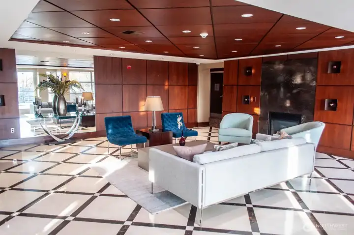 Meet and greet guests in the spacious lobby, or just relax and enjoy the views of Lake Washington and downtown shops.