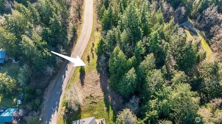 Overhead view of cleared land