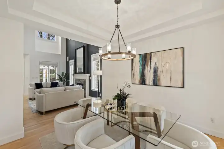 The living room flows smoothly into the formal dining room, with ample room for dinner parties of any size.