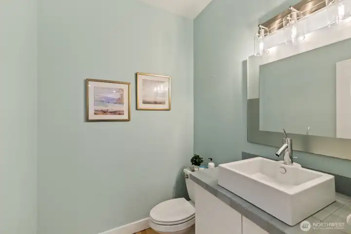 Handy half bath on the main level.