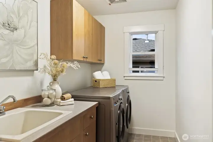 Upper level laundry means no hauling baskets of clothes up and down the stairs!