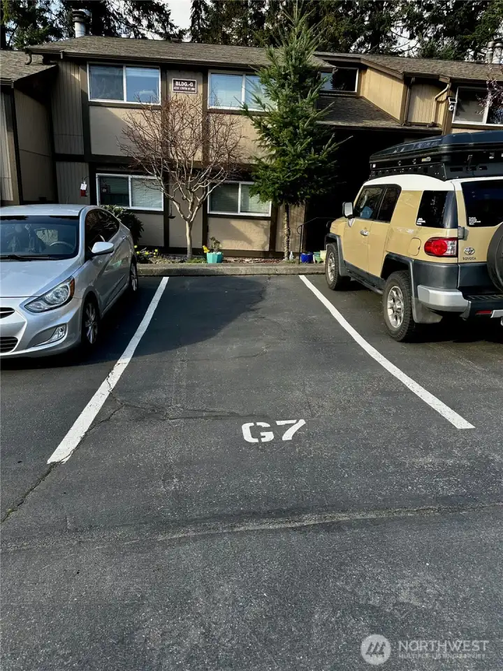 Reserved parking spot, ample Visitor parking nearby