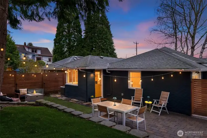 backyard is set up for entertainment!  patio, artificial turf grass that is pet friendly, and fully fenced!