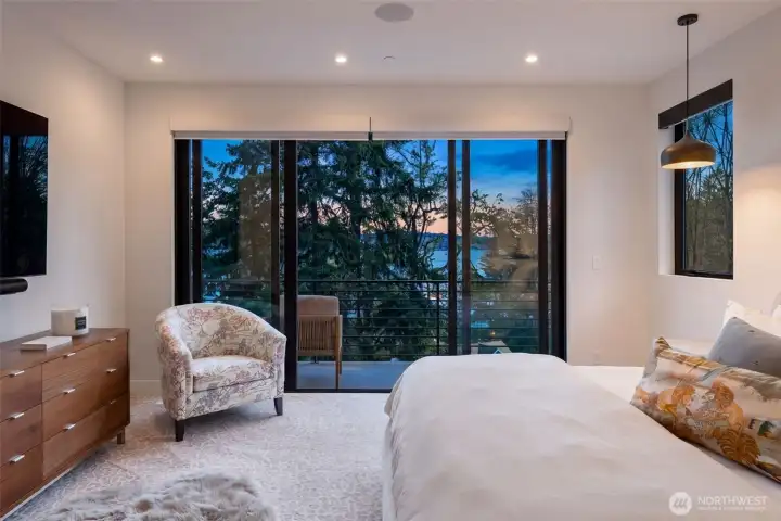 Primary suite at dusk.