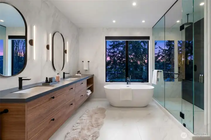 Primary bath gorgeous & serene day and night.