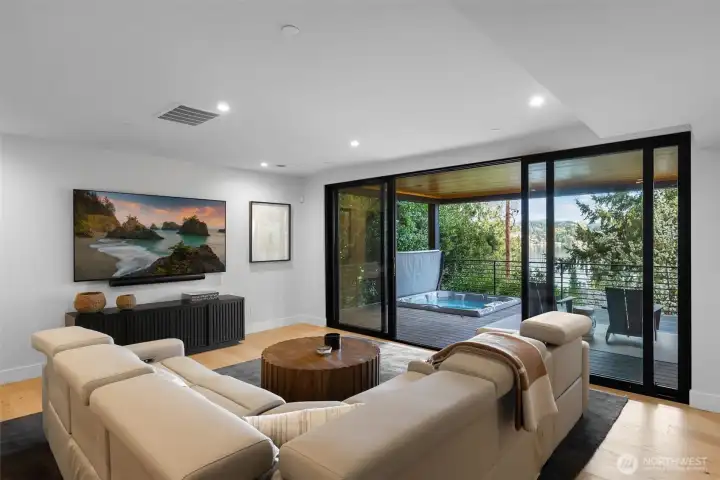 Lower media/family room.
