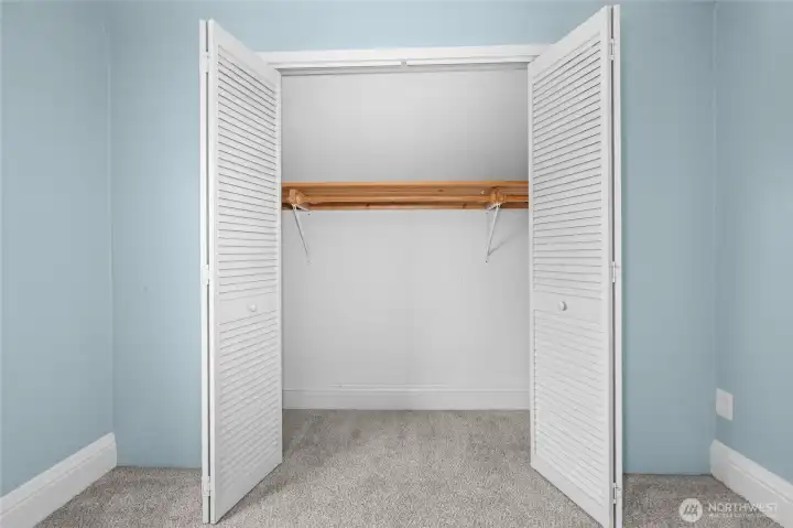 Closet space in 2nd bedroom. Closet space in 2nd bedroom.