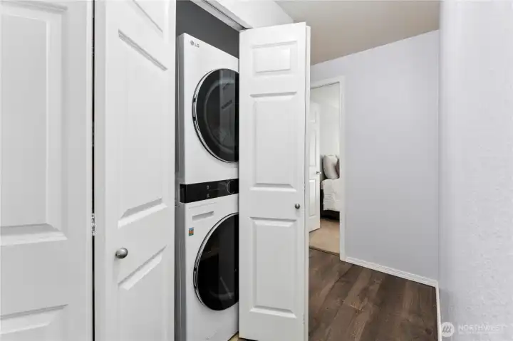 A new washer and dryer are included, along with a generous linen and or  storage  for added convenience.