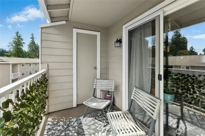 private deck with your own storage closet
