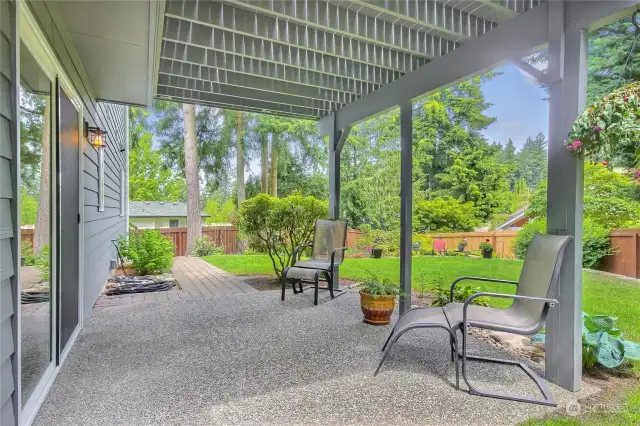 This backyard is private & stunning! Large patio off the bonus room