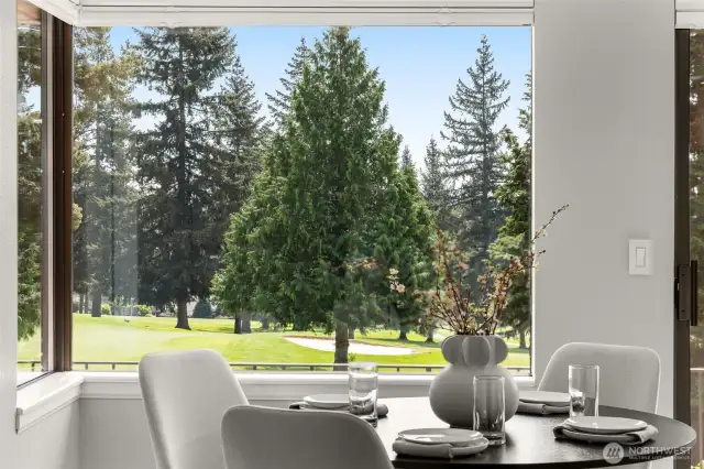 Enjoy golf course views with your morning coffee