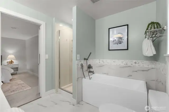 Primary bath with soaking tub
