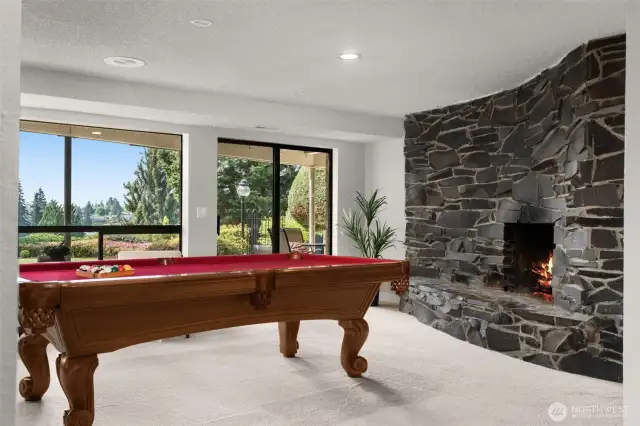 Wood burning fireplace and backyard access.