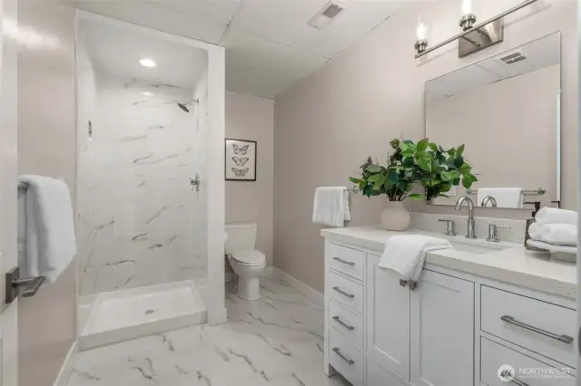 Freshly renovated downstairs bathroom