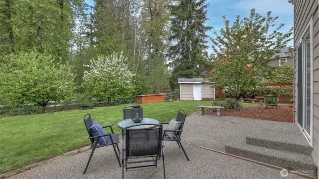 Step out to a private outdoor seating area