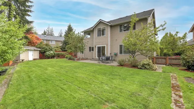 Enjoy privacy and security in this fully fenced backyard- ideal for pets, play etc.