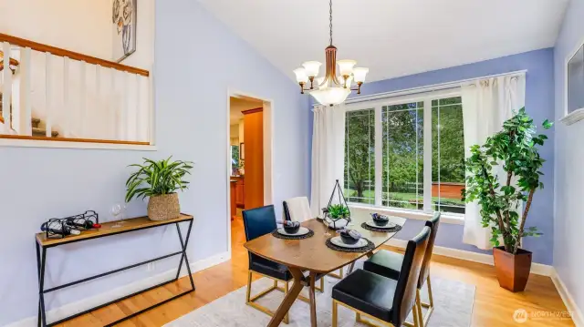 Dining room offers direct access to the kitchen, making meals and entertaining easy