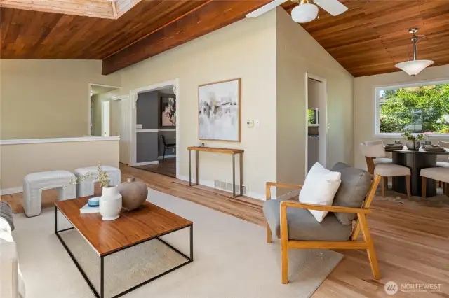 Living room opens to dining room