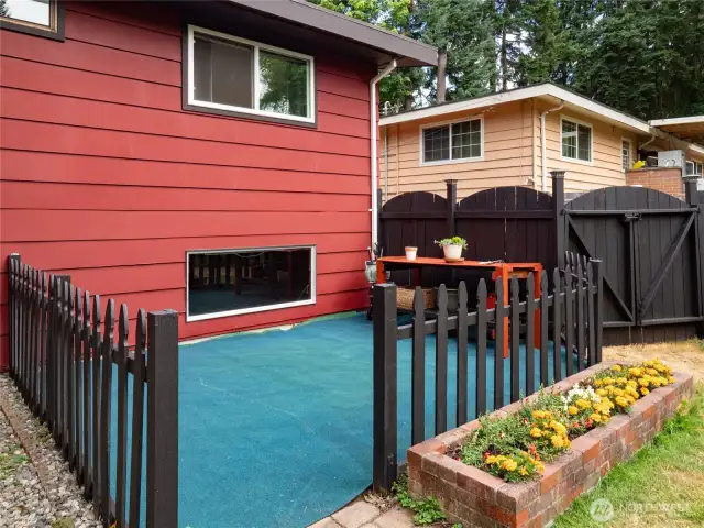 Backyard space for gardening tools and workspace