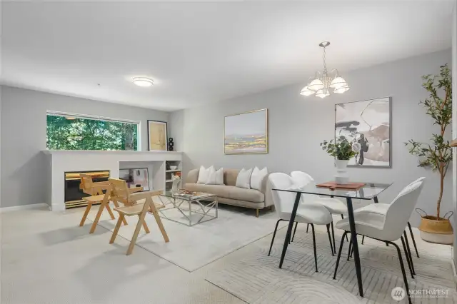 Living room and dining area
