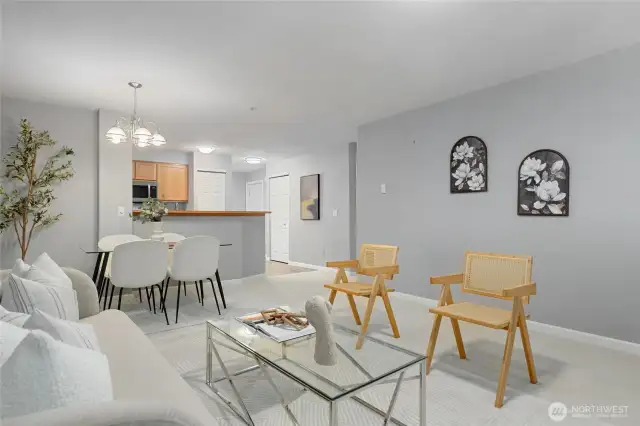 Living room and dining area