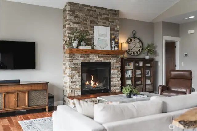 Gas (propane) fireplace to get cozy when the weather gets chilly.