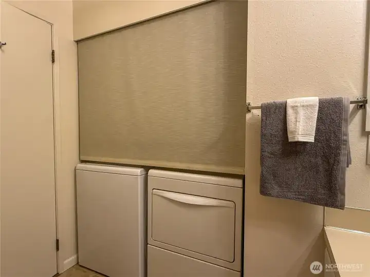 The Washer and Dryer are conveniently located in the main bathroom.