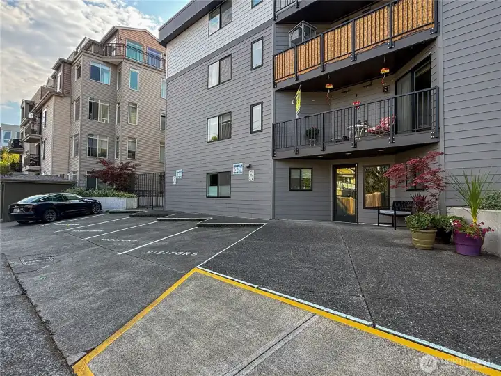 Easy and level access to the lobby which will lead to the new elevator. Guest parking.