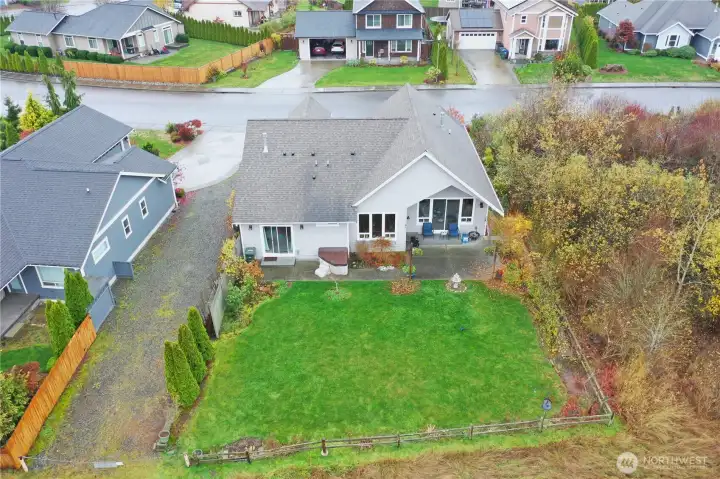 Only one neighboring home; and it has a dividing alley between it and your home!