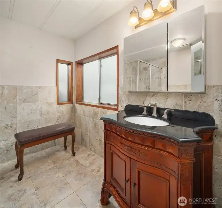 Fully remodeled primary bath.