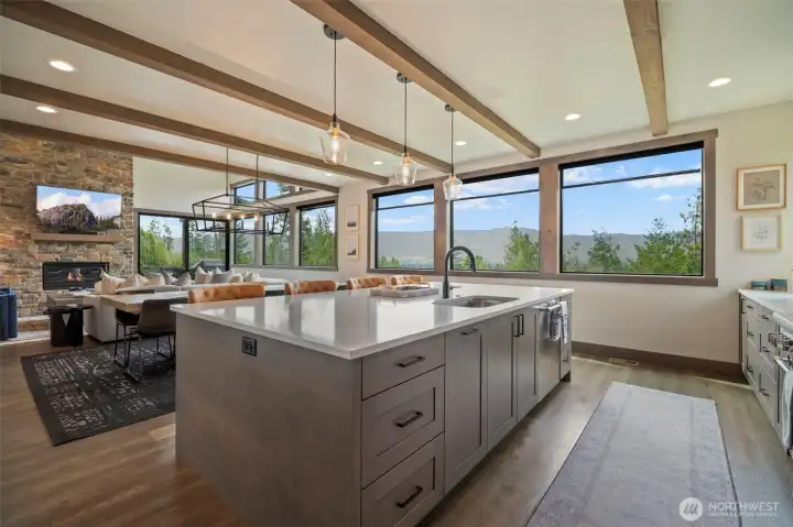 How perfect is that - washing dishes and enjoying the view, a show or your guests all at the same time