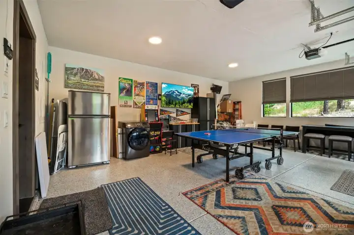 Garage has been turned into a fun space for kids and adults alike