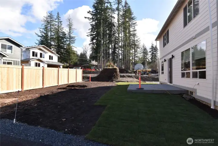 Level back yard. Sod will be completed to the fence line.