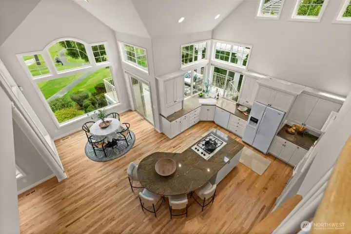 balcony overlooking kitchen