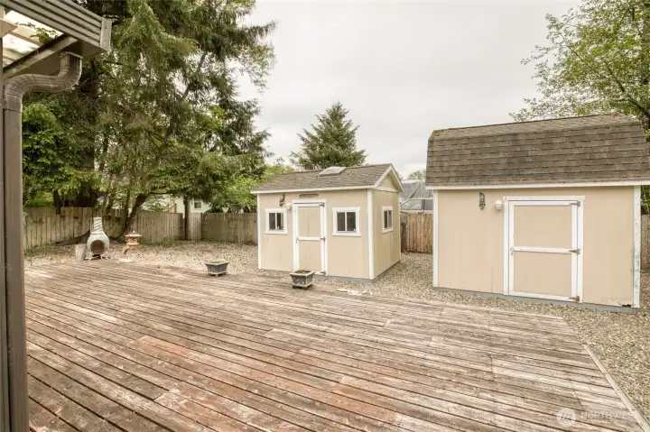 TWO sheds with electricity offer plenty of space for storage, workshop or potential office