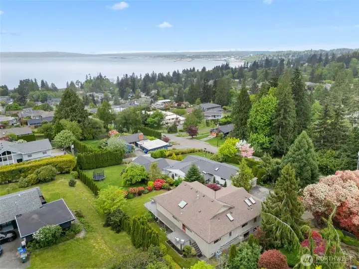 Lovely setting up on the hill with spacious lot.
