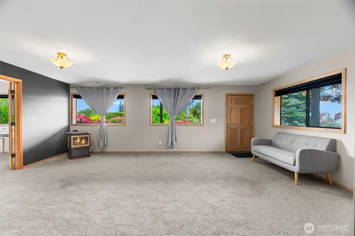 Lower level has this fantastic family room with a gas fireplace. Off of the family room is the den.