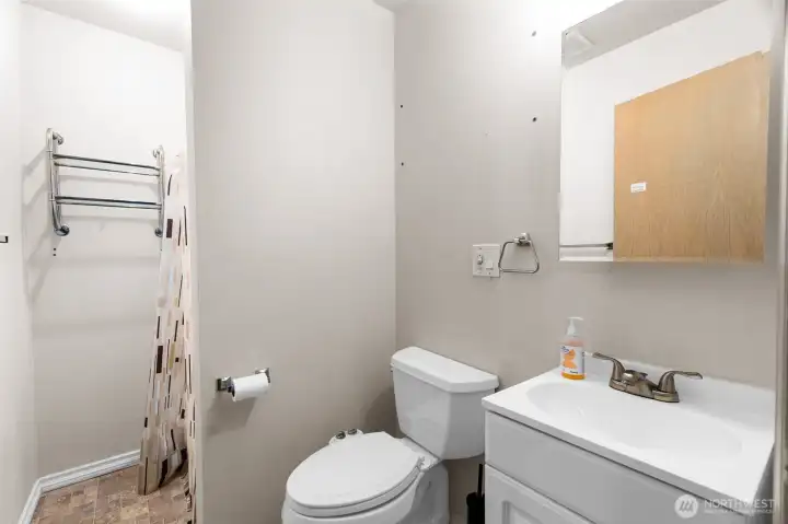 3/4 bathroom off of the garage.