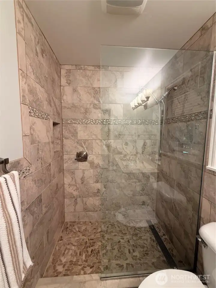 Updated walk-in Shower in the Master Bedroom